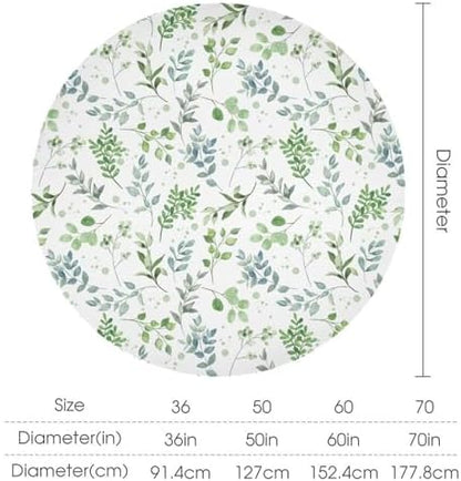 Sage Leaves Tablecloth, Watercolor Spring Floral Green Eucalyptus Leaf Print Table Cover for Farmhouse Kitchen Dinning Indoor Outdoor Party Decor, 50x50in