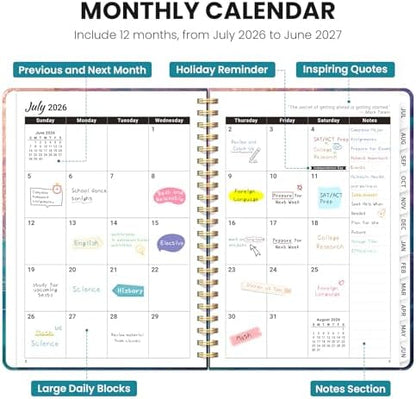 Large Planner 2026-2027, A4 (8.5" x 11") Hardcover Weekly & Monthly Planner July 2026 - June 2027 with Monthly Tabs, Academic Planner for School, Work and Office, Galaxy Flow