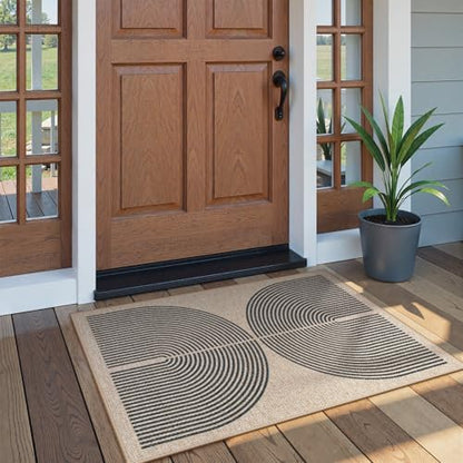 Lahome Rainbow Easy Jute Rug,32"x48" Indoor Outdoor Front Door Mat Non Slip