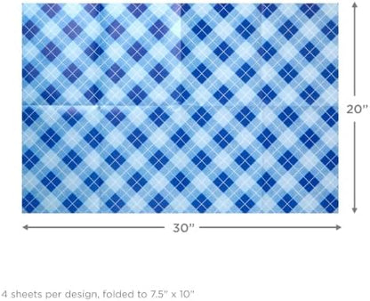 Hallmark Flat Wrapping Paper, 12 Sheets with Stickers (Blue)