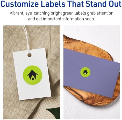 Avery Printable Round Labels, Sure Feed Technology, 1/2" Diameter, Bright Green Labels, Print-to-the-Edge, Laser/Inkjet, 6,160 Total, Great for Price Stickers and Mailing Seals