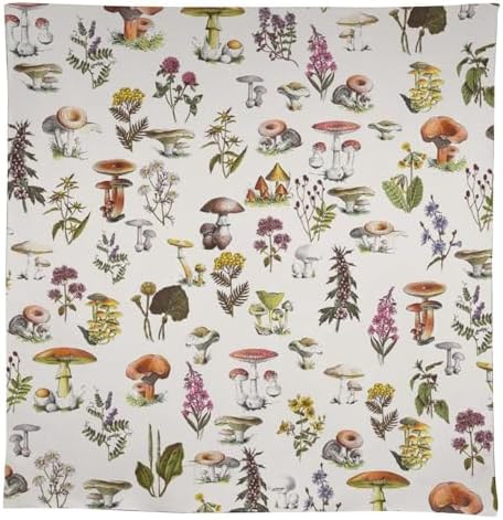 Vintage Botanical Tablecloth, Rustic Plants Herbs Mushroom Nature Wildflower Table Cloth for Outdoor Patio Party Picnic Wedding Indoor Kitchen Dinner Table Decor 60x120in