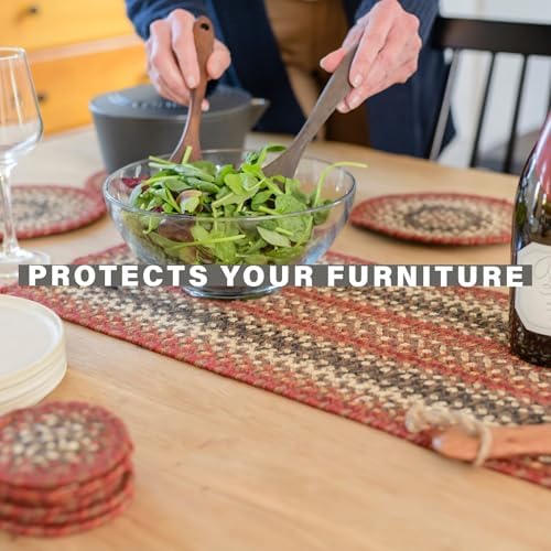 Homespice Chester Braided Placemats for Cabin Decor, Round 15" Set of 6