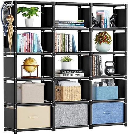 Mavivegue Bookshelf,15 Cube Storage Organizer,Book Shelf Organizer
