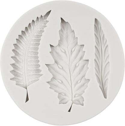 Leaf Silicone Mold Maple Leaf Fondant Mold Rose Leaf Molds Fern Leaves Candy Molds For Cake Decoration Cupcake Topper Chocolate Polymer Clay Gum Paste Set of 6