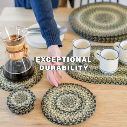 Homespice Pinecone Braided Placemats for Rustic Decor, Round 15" Set of 2