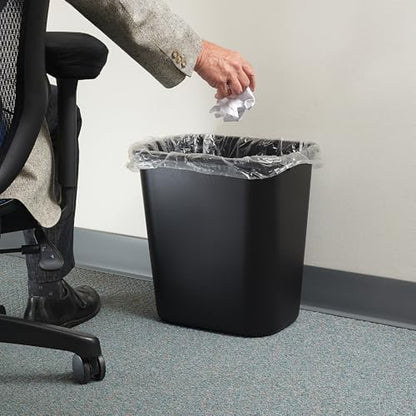 Winco 14 5/8" Black Plastic Waste Basket for Home and Office