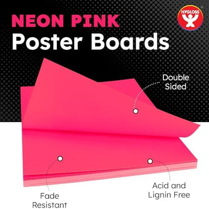 Hygloss Poster Board 11 x 14, 25 Pack Neon Pink, Colored Posterboard