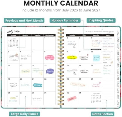 ZOTIA Planner 2026-2027 Jul 2026-Jun 2027 Academic Monthly & Weekly Planner