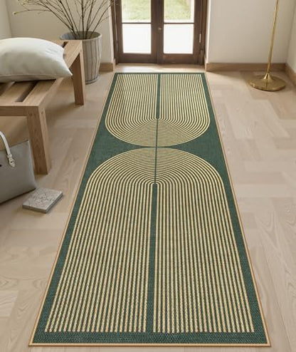 Lahome Rainbow Easy Jute Green Kitchen Runner,2x8 Indoor Outdoor Runner Rug