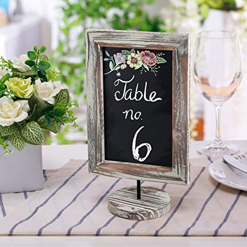MyGift 12 Inch Chalkboard Signs with Wood Frame & Base, Set of 2