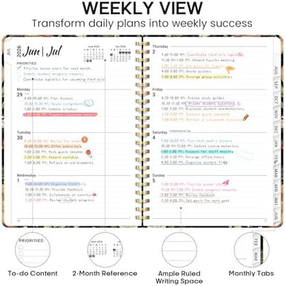 Planner 2026-2027, Weekly & Monthly Academic Calendar, Jul 2026 – Jun 2027