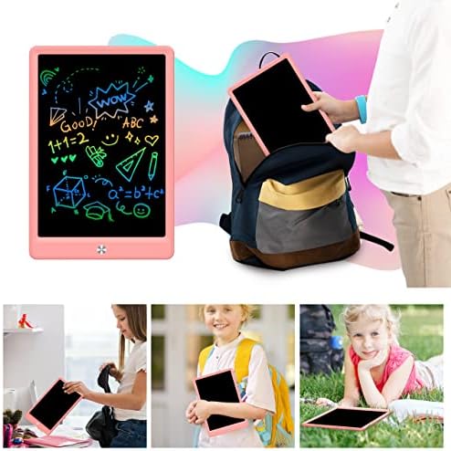BUKEBU LCD Writing Tablet Doodle Board, Colorful Drawing Pad, Electronic Drawing Tablet, Drawing Pads,Travel Gifts for Kids Ages 3 4 5 6 7 8 Year Old Girls Boys (10.5 inch, Pink+Yellow)