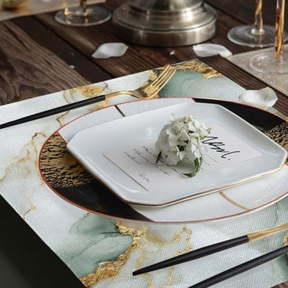 ALAZA White Marble Set of 6 Placemats Rectangle Table Mat for Dining Table Restaurant Kitchen Home Decor, 12" x 18"