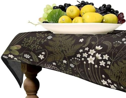 Woodland Field Tablecloth, Rustic Forest Wild Flower Herb Fern Farmhouse Natural Floral Table Cloth for Picnic Party Dining Room Home Decor 60x110in