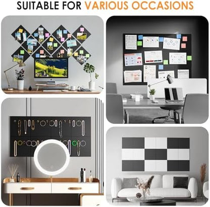 MaxGear Felt Bulletin Board 48" x 36", Black Felt Wall Tiles Wall Decor