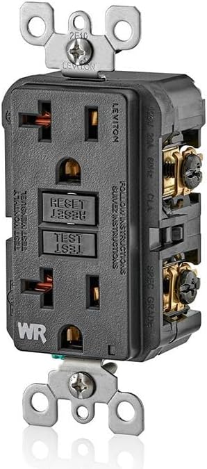 Leviton GFCI Weather-Resistant Outlet, Self Test, Non Tamper-Resistant with LED Indicator Light, Outdoor Locations, GFWR2-E, Black, 20 Amp (Pack of 10)