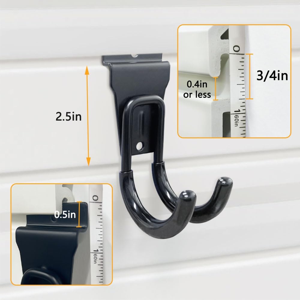 Slatwall Hooks, Slat Wall Accessories Multi Size Garage Hooks Storage Utility Hanging Hooks Wall Mount Tool Holder for Ladder Garden Tools (14 Pack, Black)