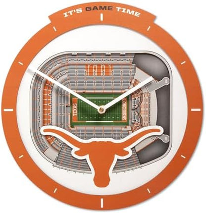 YouTheFan NCAA Texas Longhorns StadiumView 3D Wall Clock