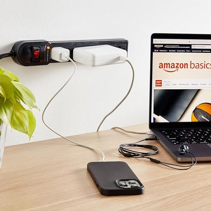 Amazon Basics Surge Protector Power Strip, 6-Outlet, 790 Joules, Circuit Breaker, LED Indicator Light, 6ft Extension Cord, Black