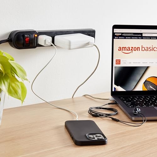 Amazon Basics Surge Protector Power Strip, 6-Outlet, 790 Joules, Circuit Breaker, LED Indicator Light, 6ft Extension Cord, Black (Pack of 2)