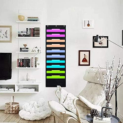 EAMAY Hanging File Folder Organizer Wall Mounted - 10 Pockets Wall File Folders, Office Supplies File Document Organizer Holder Pocket Chart for Offices, Classroom or Home Use