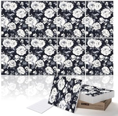 PINWELIFE® Acoustic Art Tiles – 8-Pack 12"x16" Sound Absorbing Panels, Seamless Wallpaper-Style Decorative Acoustic Wall Art, Echo Reduction for Home Studio/Office, Nano Tape Included