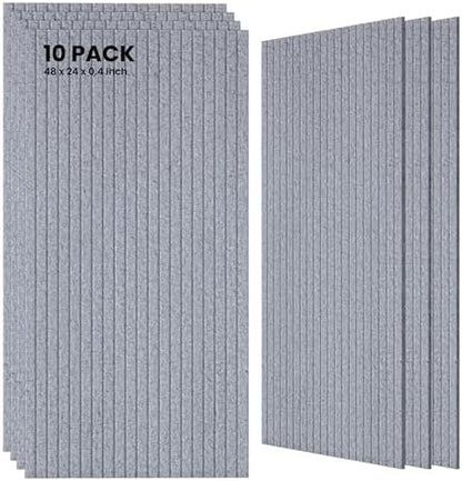 TO-TH Acoustic Wall Panels Large Noise Deadening Panel 10 Pack, Silver Gray