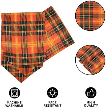 Double-Sided Thanksgiving Halloween Black Orange Buffalo Plaid Table Runner 18x72 Inches Long,Table Cloth Runner for Wedding Birthday Party Kitchen Dining Home Everyday Decor