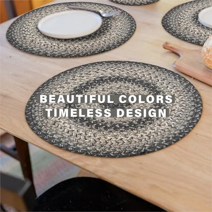 Homespice Flint Hill Jute Braided Placemats, Round 15" Set of 6