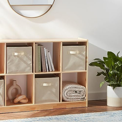 Amazon Basics Collapsible Fabric Storage Cubes Organizer with Handles, Sturdy Storage Bins for Organization, 10.5" x 10.5" x 11", Beige, 6 Count (Pack of 5)