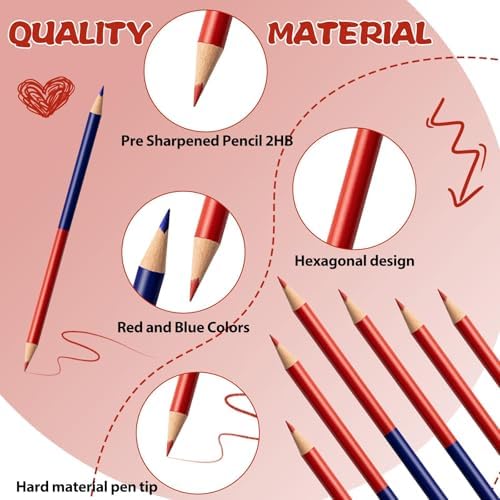 30 PCS Checking & Grading Pencils, Red and Blue Double Ended Erasable Pencils with Sharpeners, Pre-Sharpened #2 HB Back to School Supplies for Teachers, Testing, Office & Map Marking (30)