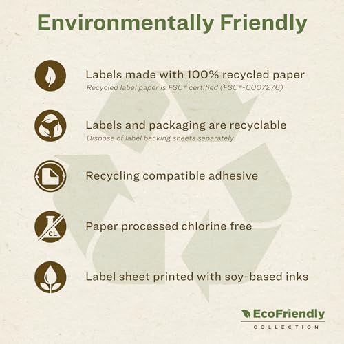 Avery® EcoFriendly Matte White Recycled Square Labels, 3/4" x 3/4", Print-to-The-Edge, Matte White Labels, Permanent Adhesive, Laser/Inkjet Printable, 8,000 Total