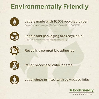 Avery EcoFriendly Matte White Recycled Square Labels, 3/4" x 3/4", Print-to-The-Edge, Matte White Labels, Permanent Adhesive, Laser/Inkjet Printable, 800 Total