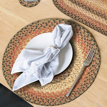 Homespice Russet Braided Placemats Ideal as Dining Mats, Round 15" Set of 2