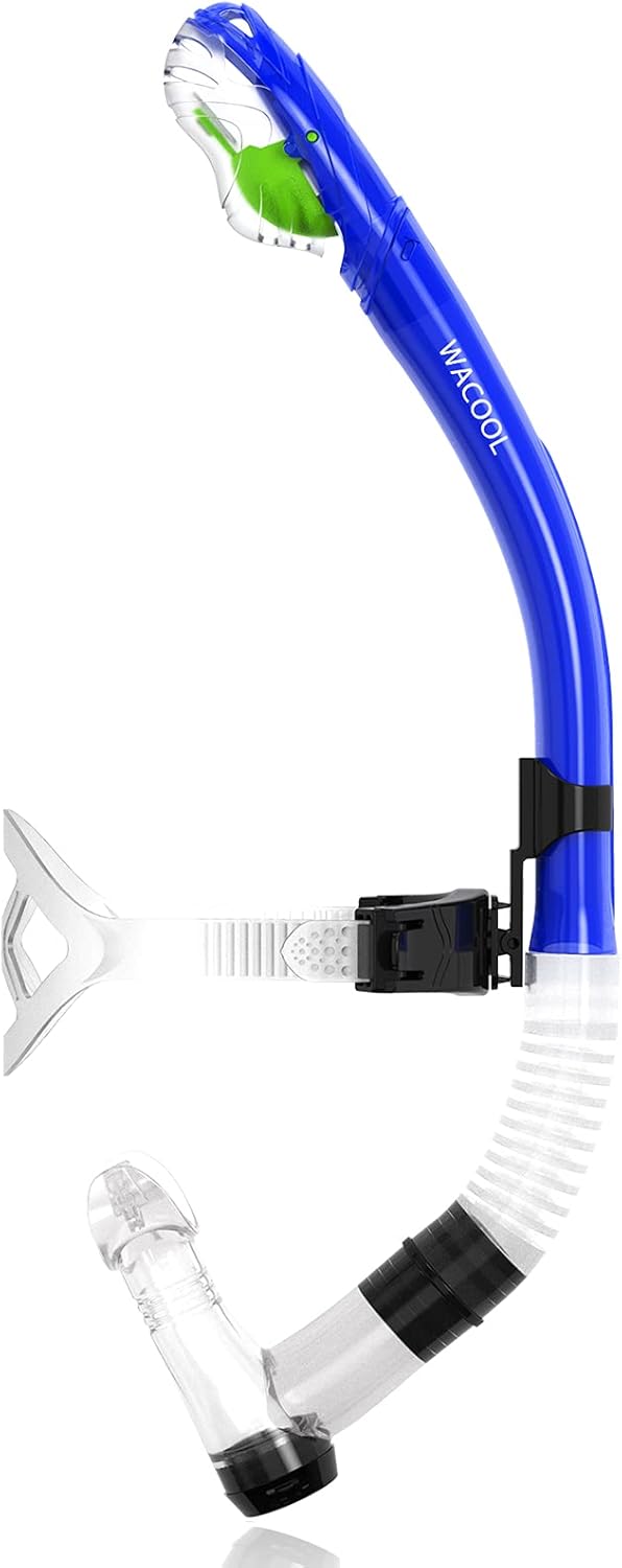 WACOOL Training Headstrap Support Dry Top Snorkel Tube Comfortable Mouthpiece One-Way Purge Valve for Pool Open Water Scuba Lap Swimming Swimmer Diving Snorkeling