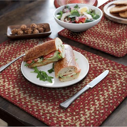 Homespice Apple Pie Jute Braided Placemats, Rect 13x19 Set of 4
