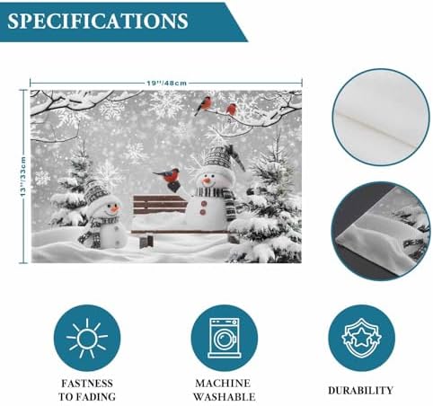 Winter Christmas Placemats Set of 4, Cute Snowman Cardinals Heat Resistant Washable Table Place Mats GreySnowy Pine Forest Cotton Table Linens Party Holiday Decor for Kitchen Dining Outdoor Indoor