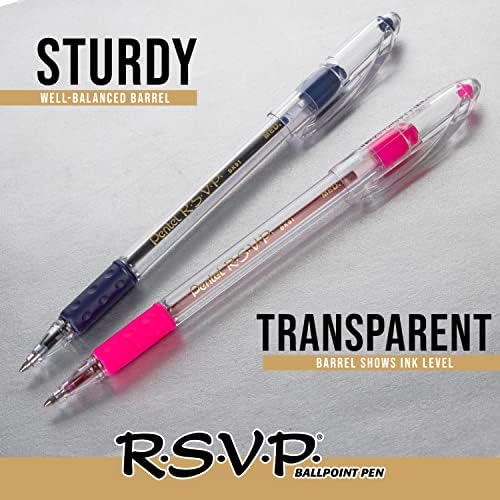 Pentel RSVP Ballpoint Pen, (1.0mm) Med Line, Black Ink, 72pk Canister (BK91PC72A)