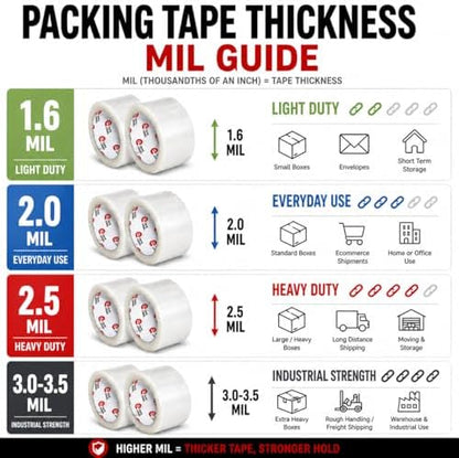 Tape Logic Packing Tape 2-Rolls & Dispenser, 2" x 55 yd 2.6 Mil - Heavy Duty Clear Packaging Tape Roll for Shipping, Moving, Order Fulfillment