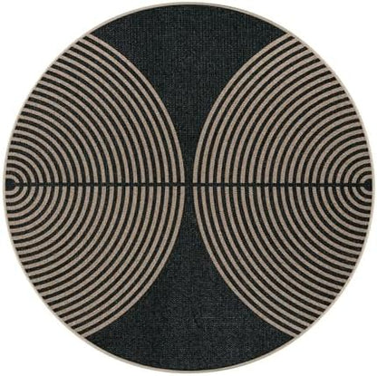 Lahome Modern Rainbow Round Rug 4ft, Circular Indoor Outdoor Kitchen Rug