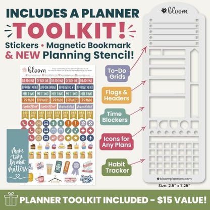 bloom daily planners 2027 Planner for Women (8.5" x 11") - Weekly & Monthly Calendar Year (January to December) Softcover Agenda Book Organizer with Stickers & Stencil - A New Day