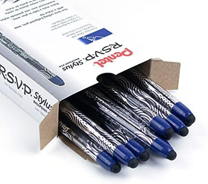 Pentel RSVP STYLUS Ballpoint Pen, Fine Line, Blue Ink (BK90L-C)