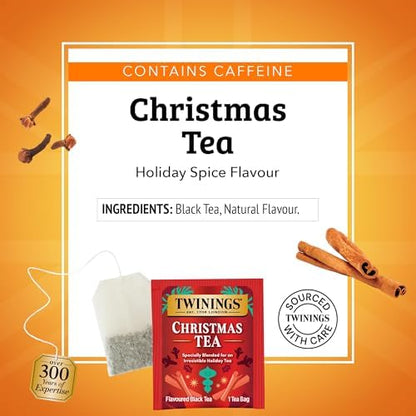 Twinings Christmas Tea, Holiday Spiced Black Tea Bags, 20 CT Box (6 Pack)