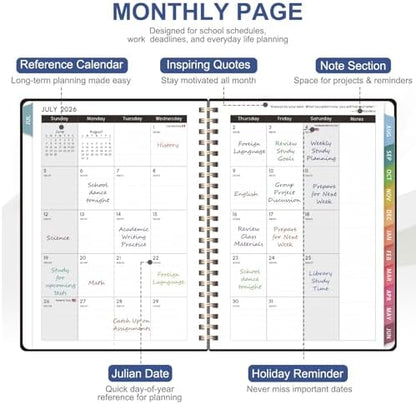 Planner 2026-2027, Weekly and Monthly Calendar Planner, JUL 2026 - JUN 2027