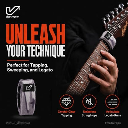 Gruv Gear Fret Wrap & Guitar Mute, Fretwrap for Acoustic, Electric & Bass | String Dampener Recording, Tapping & Practice Accessory (1 Pack, Small Camo White, Fits 4 String Bass, 6 String Guitar)