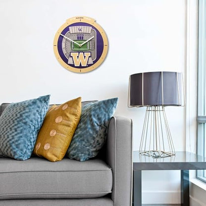 YouTheFan NCAA Washington Huskies StadiumView 3D Wall Clock