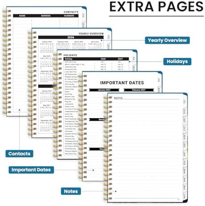 Large Planner 2026-2027, A4 (8.5" x 11") Hardcover Weekly & Monthly Planner July 2026 - June 2027 with Monthly Tabs, Academic Planner for School, Work and Office, Tulip Fields
