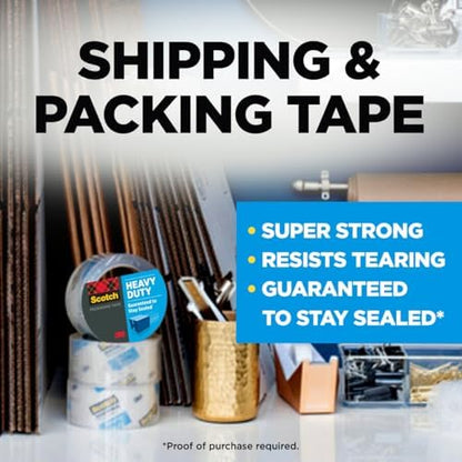 Scotch Heavy Duty Shipping Packing Tape, Clear, 1.88 in. x 54.6 yd.