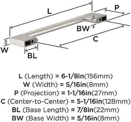 Amerock 10BX37132G10 | Satin Nickel Cabinet Pull | 5-1/16 inch (128mm) Center-to-Center | 30 Pack | Cityscape | Furniture Hardware